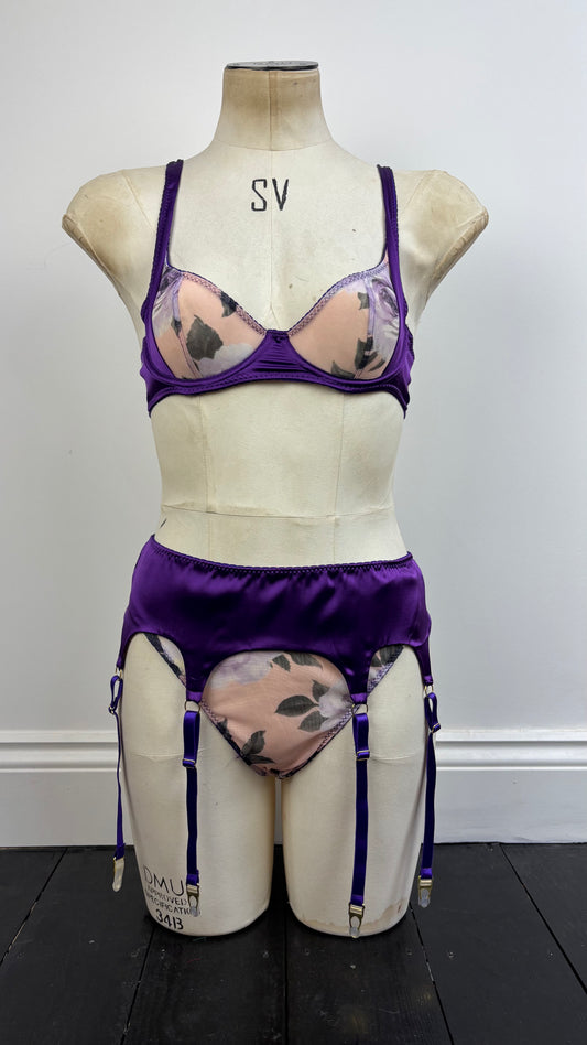 Purple Silk Bra and Thong Set