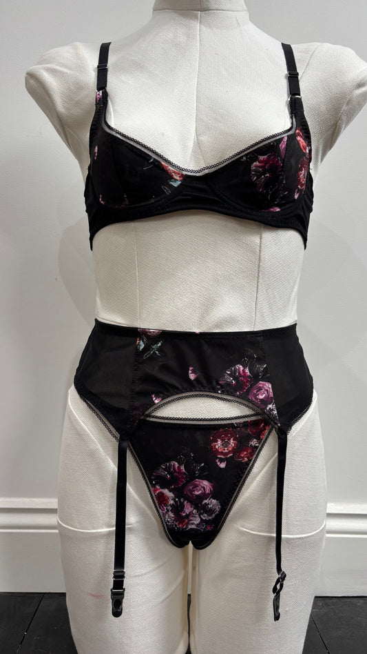 Dark Floral Lingerie Set