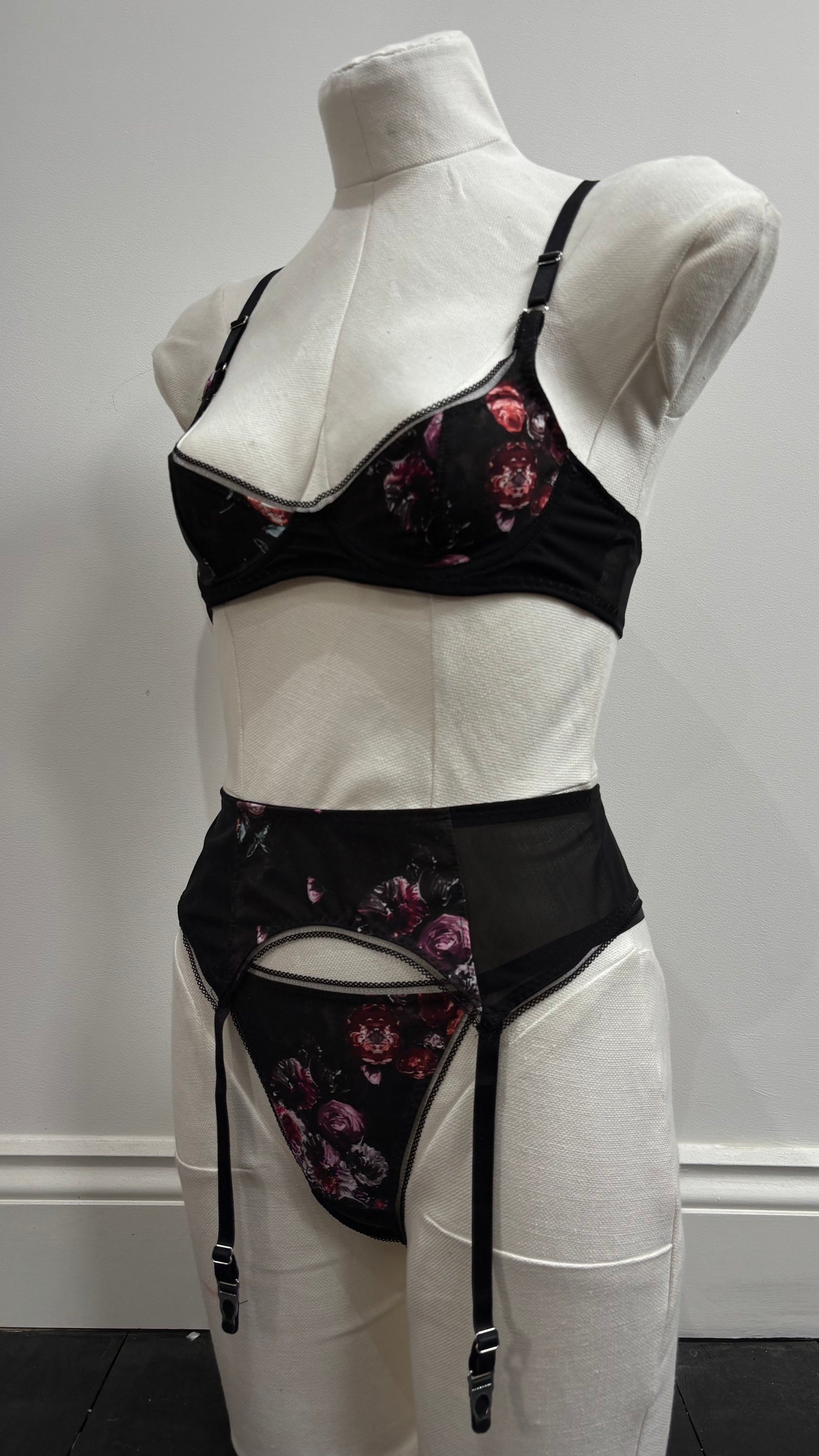 Dark Floral Lingerie Set